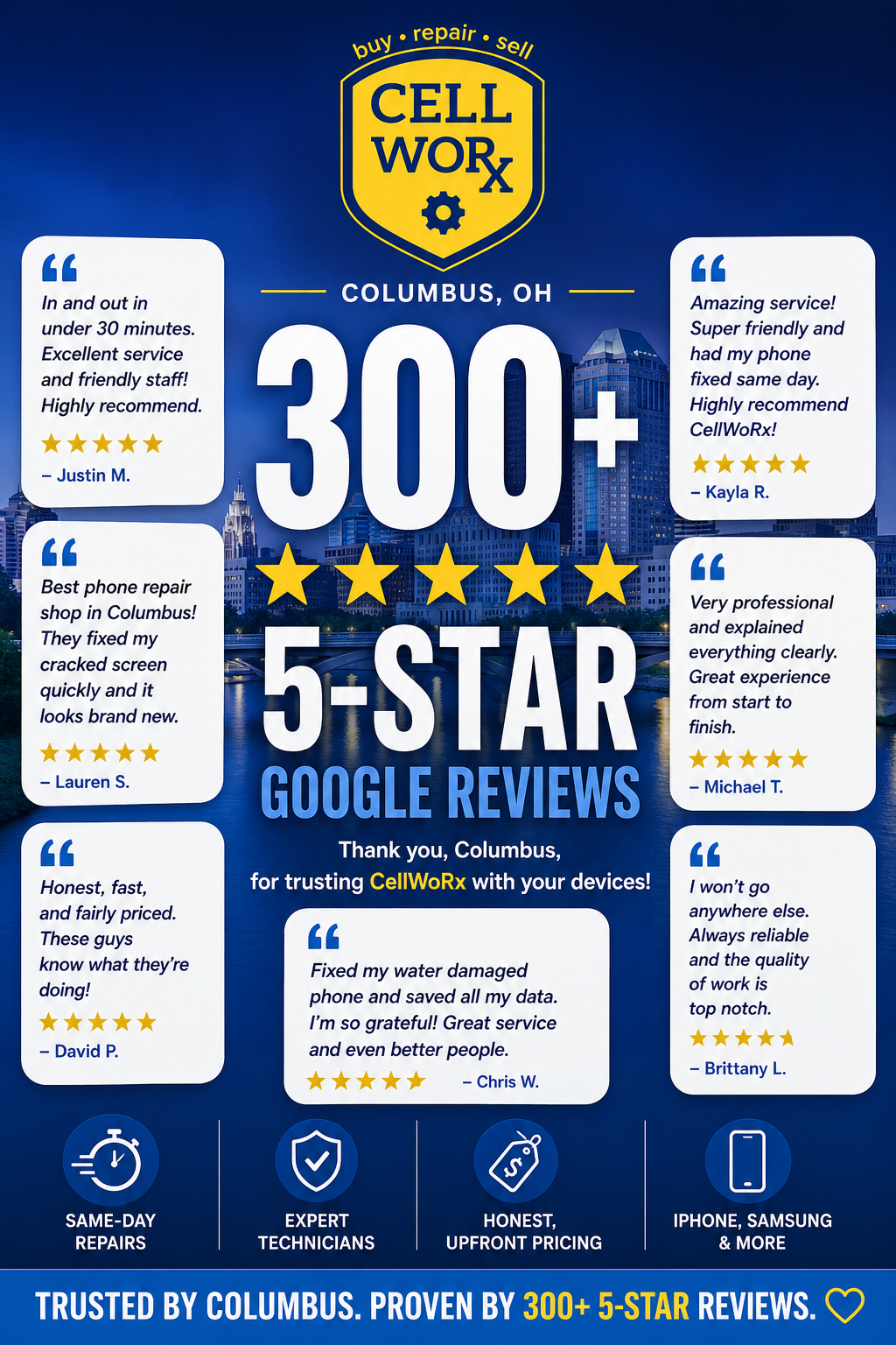 300+ 5-Star Reviews: Why Columbus Trusts CellWoRx for Phone Repair